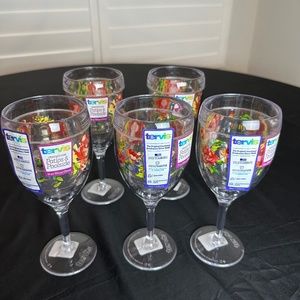 Tervis Fiesta Stem Wine Glasses RARE - Five (5) NEW glasses